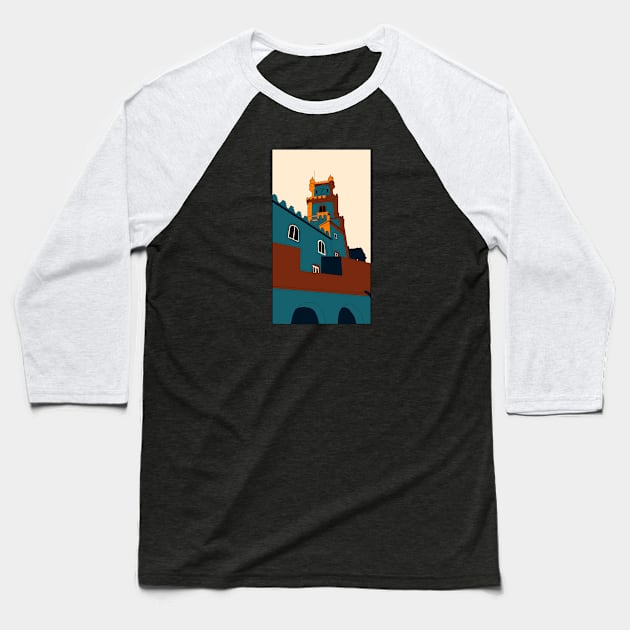 Palácio da Pena - Sun Set Baseball T-Shirt by InfiniTrevo